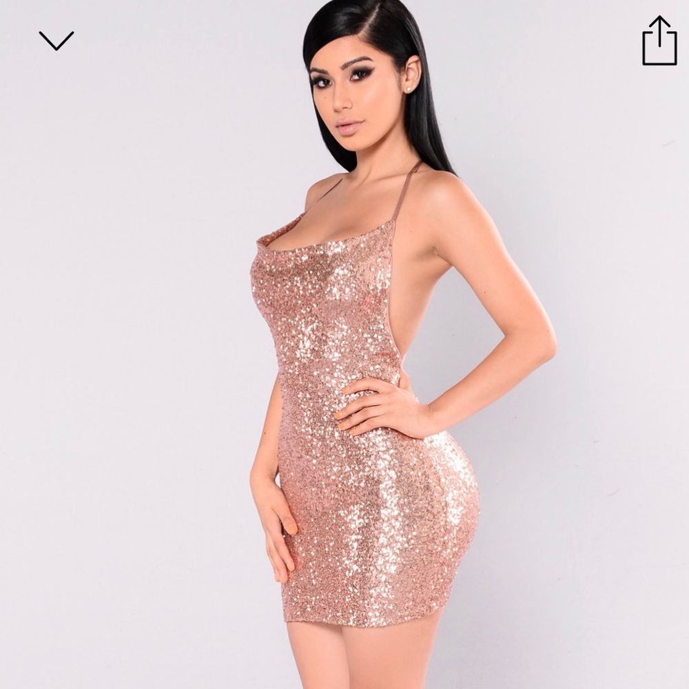 Sequin dress rose gold